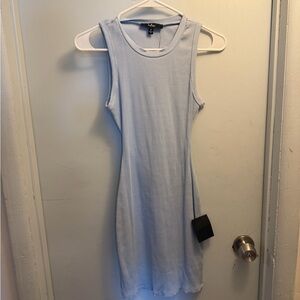 Lulu's Sky Blue Ribbed Cutout Back Mini Dress